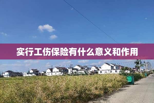 实行工伤保险有什么意义和作用
