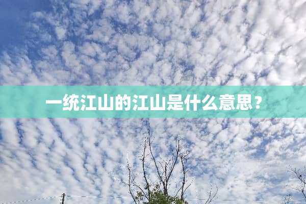 一统江山的江山是什么意思？