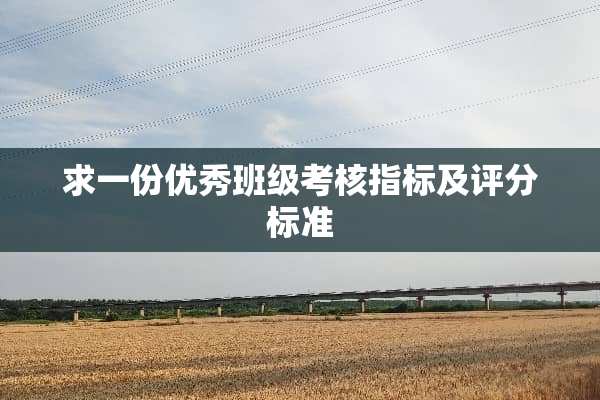 求一份优秀班级考核指标及评分标准