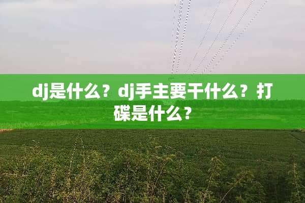 dj是什么？dj手主要干什么？打碟是什么？