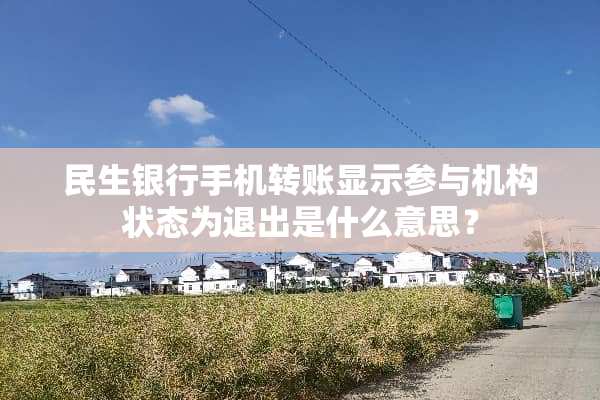 民生银行手机转账显示参与机构状态为退出是什么意思？