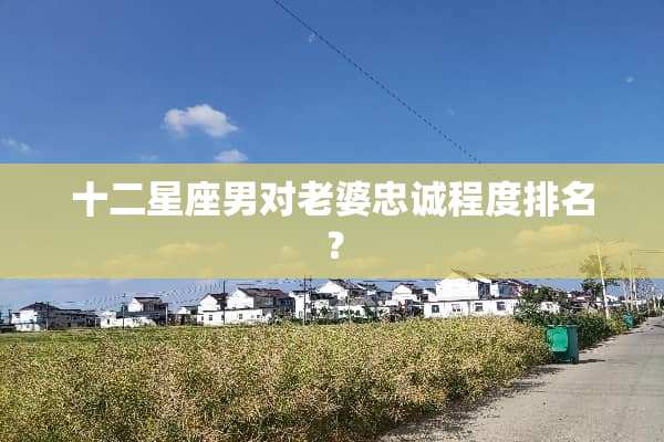 十二星座男对老婆忠诚程度排名？