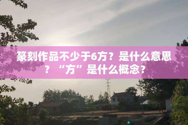 篆刻作品不少于6方？是什么意思？“方”是什么概念？