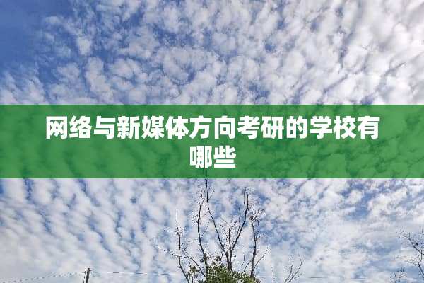 网络与新媒体方向考研的学校有哪些
