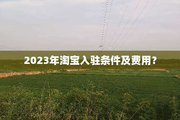 2023年淘宝入驻条件及费用？