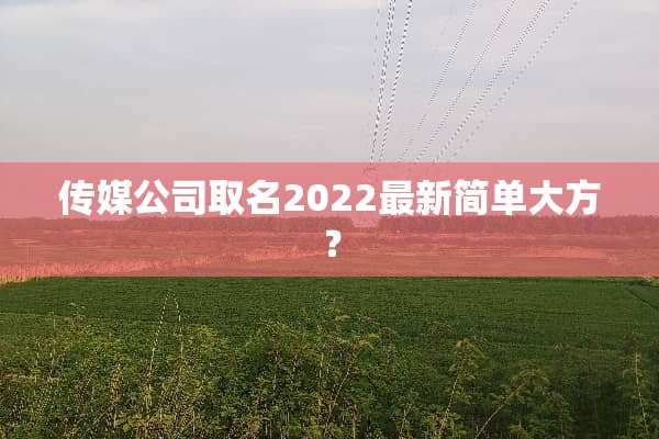 传媒公司取名2022最新简单大方？