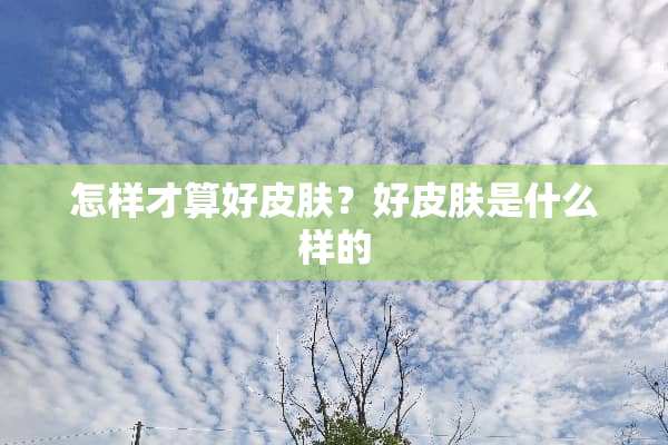 怎样才算好皮肤？好皮肤是什么样的