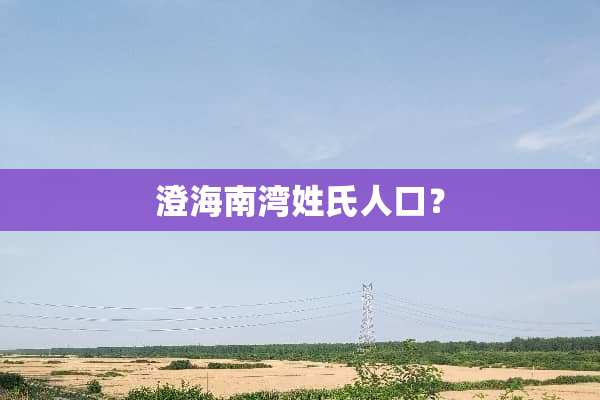 澄海南湾姓氏人口？