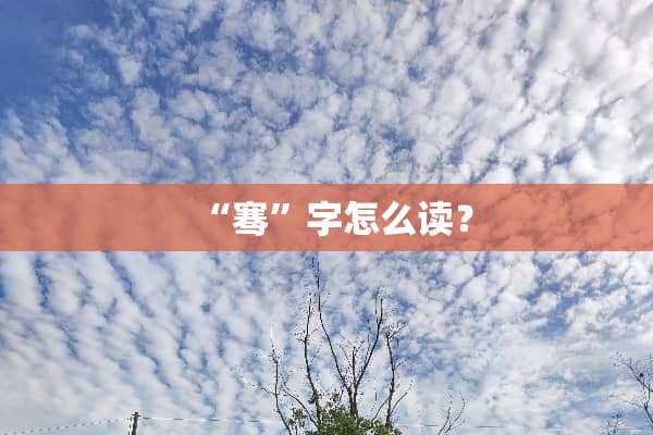“骞”字怎么读？